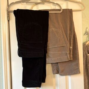 2 pairs! Gap Vintage Slim High Rise soft corduroy, tan and black. Women’s pants